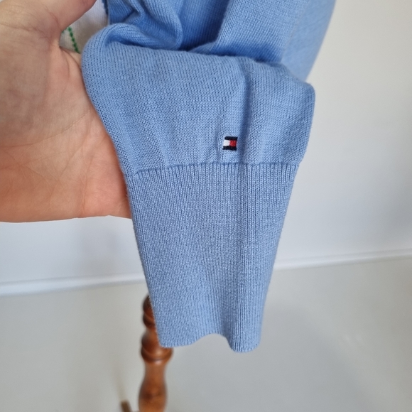 Tommy Hilfiger Blue & Pink Argyle V-Neck Cotton Knit Jumper Size L - Picture 6 of 8